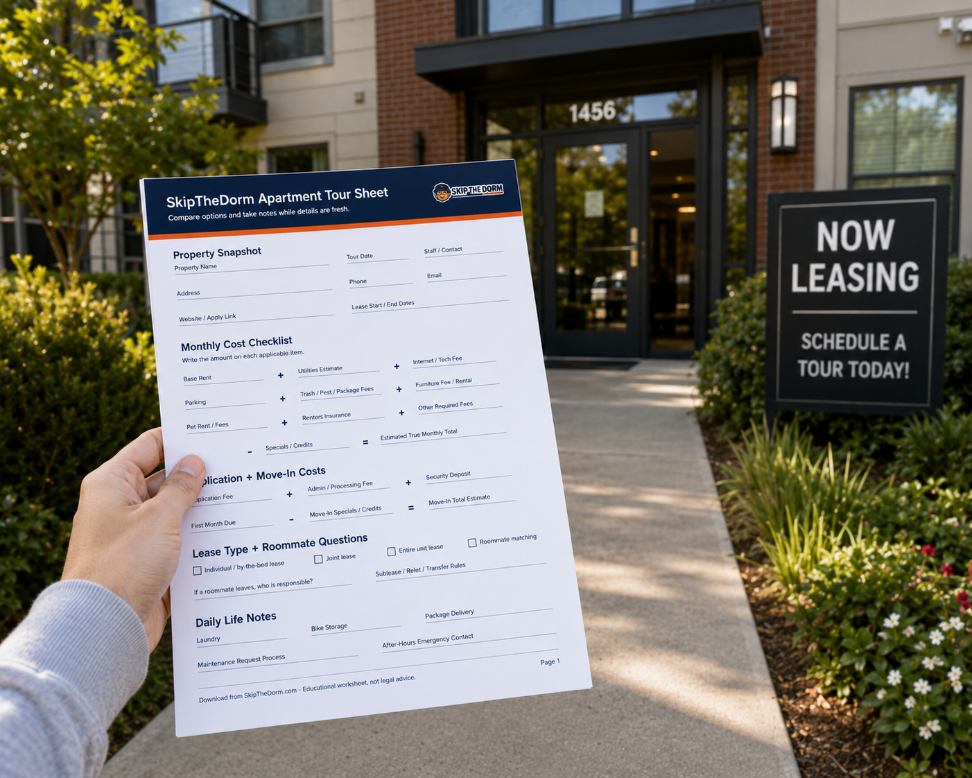 Printable Apartment Tour Sheet for Renters